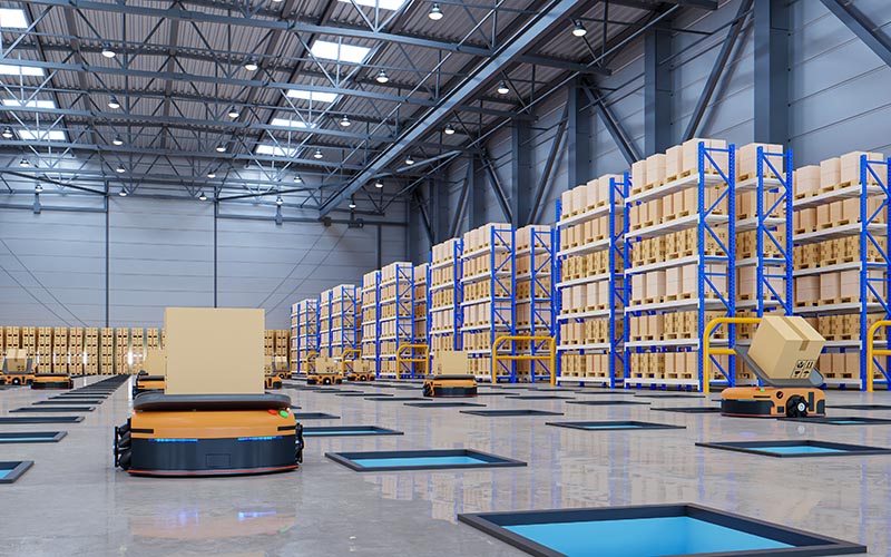 mesh network use in automated warehouse, storing sorting robot, AGVs AMRs