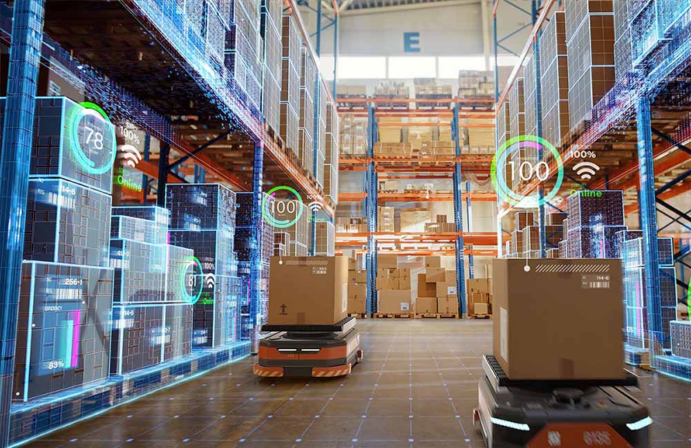 AGVs in industrial networks working in automated warehouses